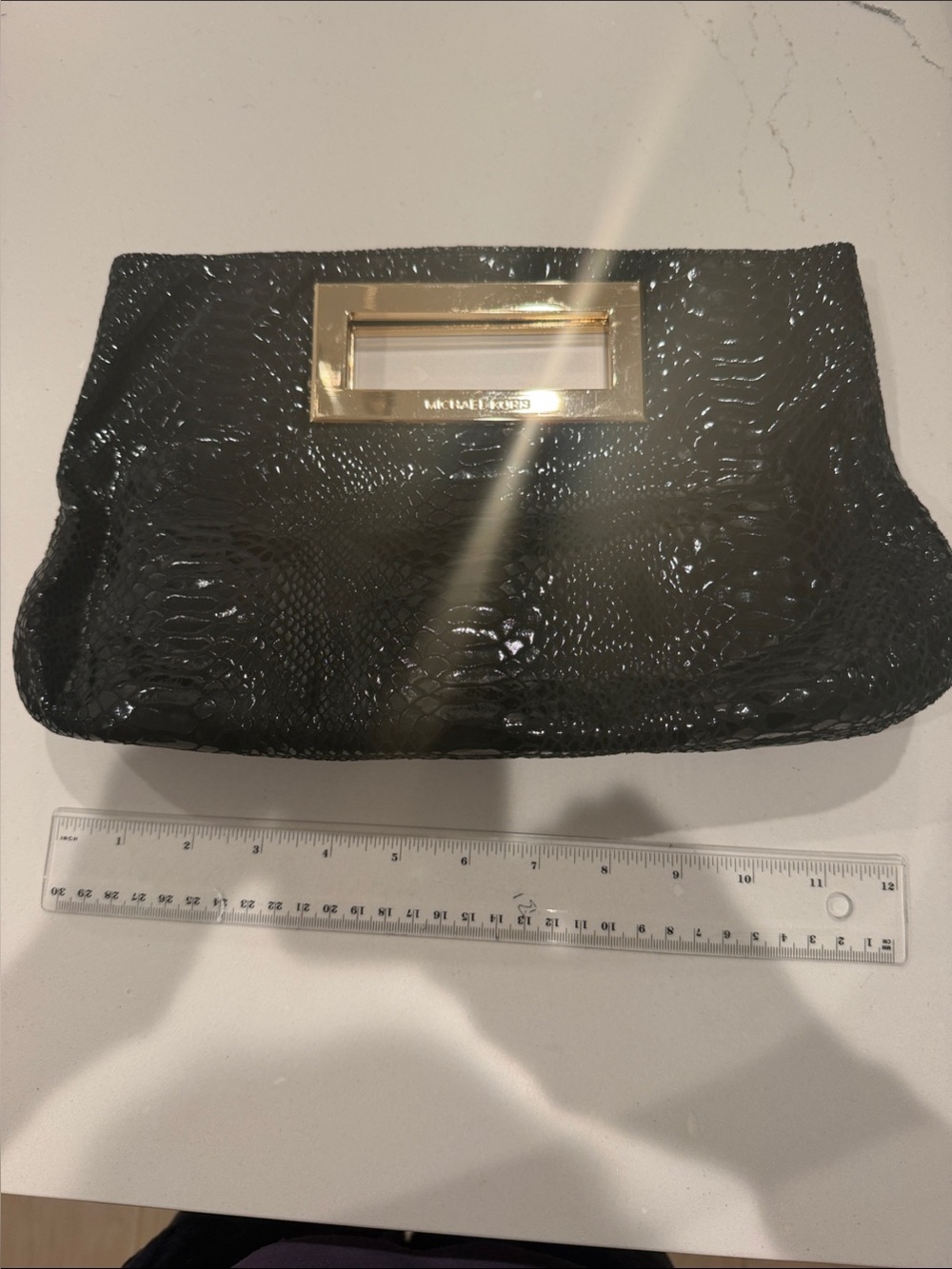 Michael Kors leather Rectangle Clutch with Gold Handle